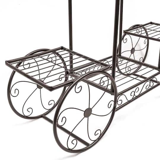 Sorbus 25.5" Bronze Cart Stand Pot Plant Holder